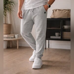 Monument Men’s Gray Fleece Joggers | Soft Minimal Athleisure | Size M